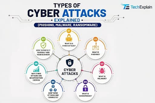 Types of Cyber Attacks Explained (Phishing, Malware, Ransomware)